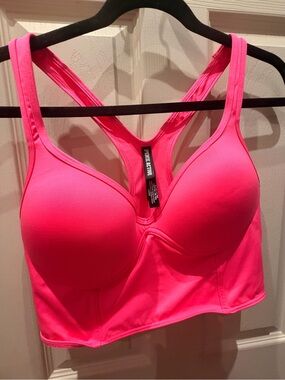 PINK Victoria's Secret Hot Pink Longline Racerback Sports Bra